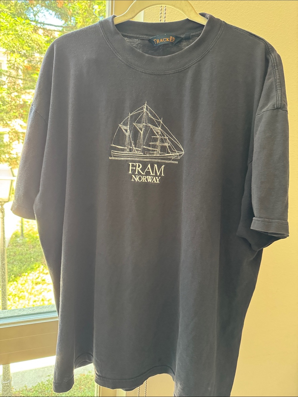 Trac Navy Short Sleeve Tee with White Ship Sketch